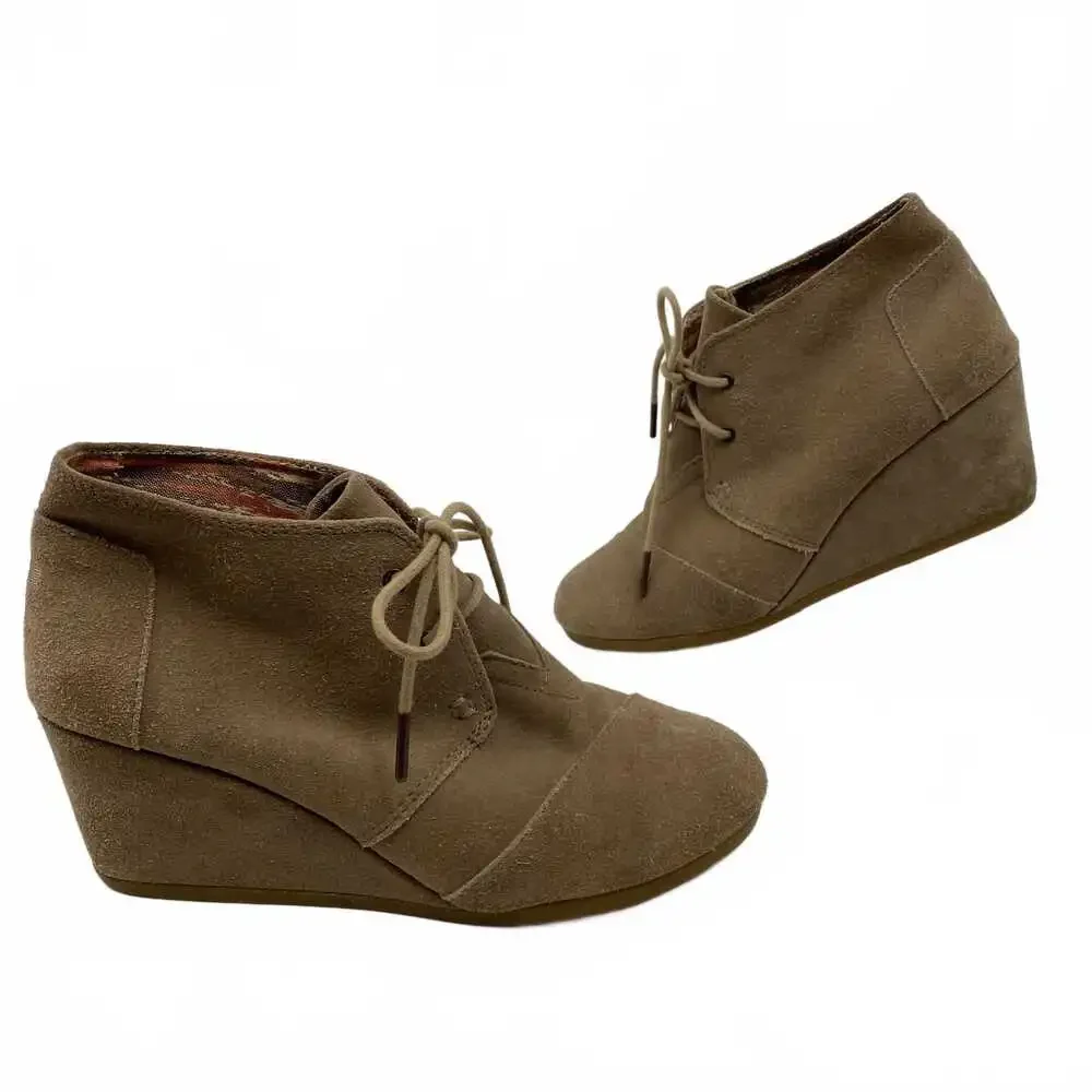 Toms Brown Suede Wedges Platform Shoes | Women’s US9